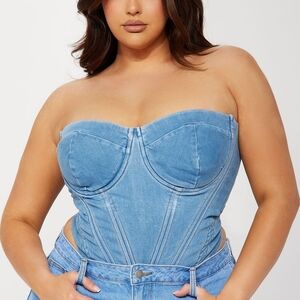 Fashion Nova Bae For Tonight Denim Corset Top